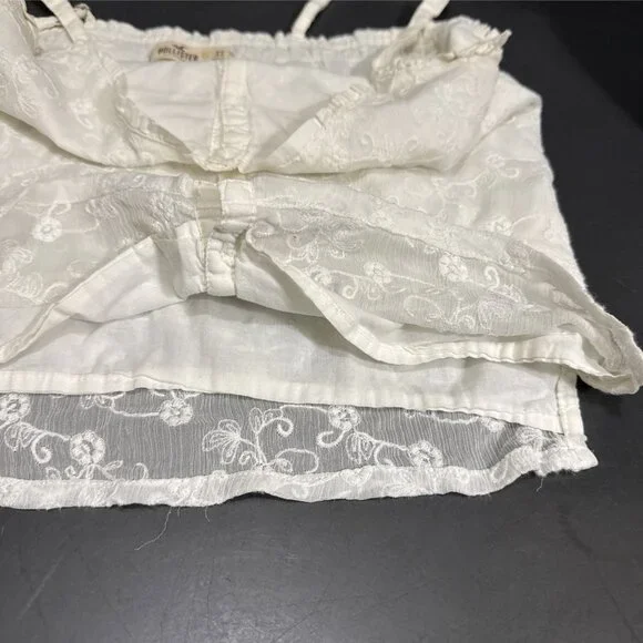 Y2K Hollister Cami Tank Top Size XS Lace Ivory Indie Grunge Layering Button Down - Picture 15 of 16